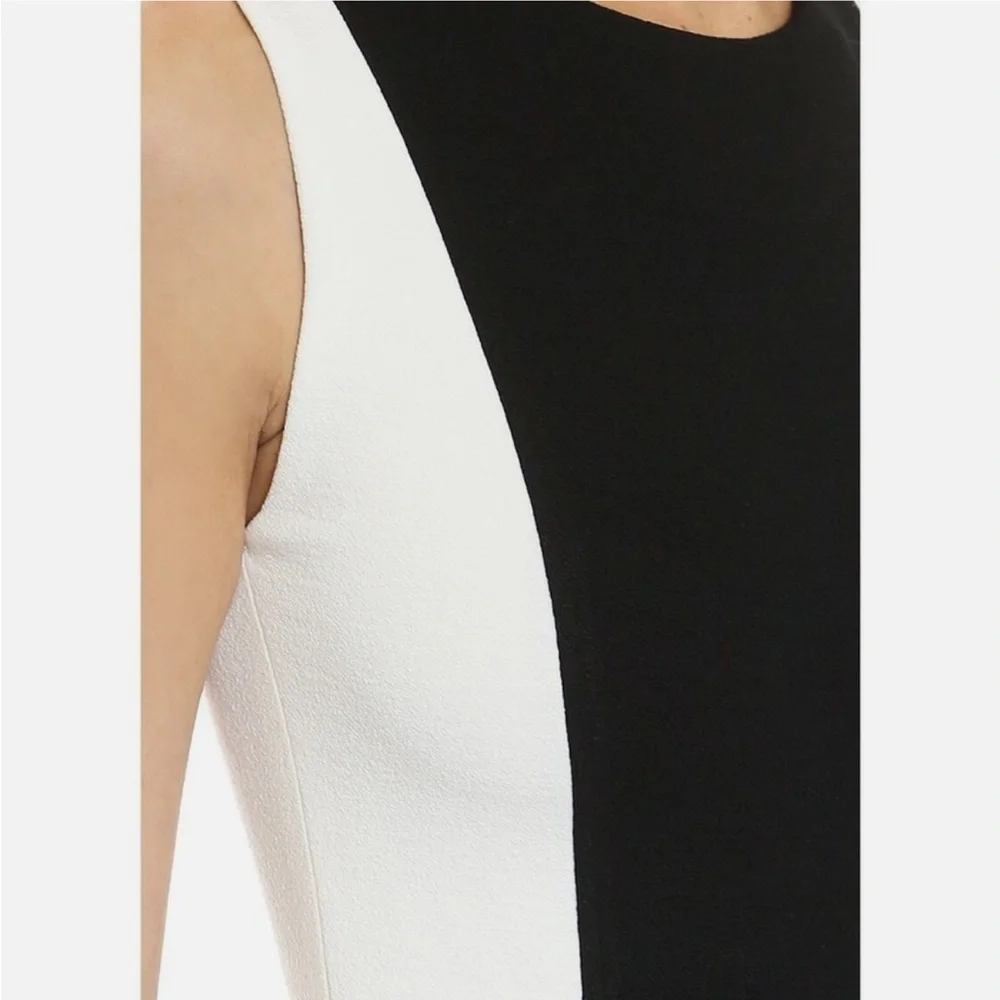 Alice and Olivia Employed Black White Fitted Cropped Top Crewneck Sz 0 NEW